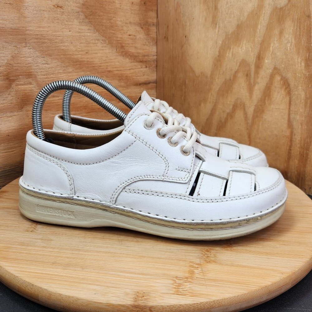 Birkenstock Womens White Woven Leather Fisherman Oxford Shoes Size 7